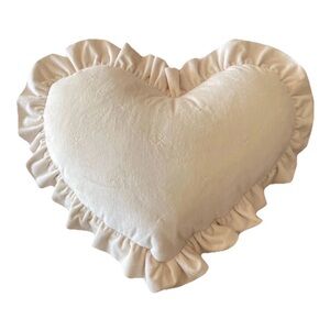 Heart Oversized Velvet Plush Pillow Faux Shearling Threshold Ivory Valentine’s